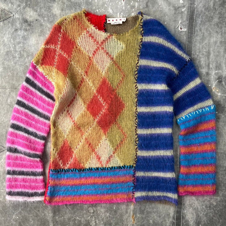 F/W 22 Patchwork Marni Mohair Knit Sweater